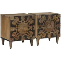 vidaXL Nachtkastje 2 pcs Bruin 40 x 33,5 x 46 cm Massief Mango Hout