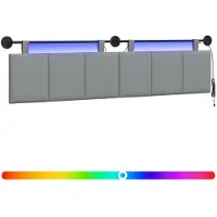 vidaXL Hangend hoofdbord Met LED-verlichting Lichtgrijs Stof