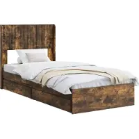 vidaXL Bedframe met opbergruimte en hoofdbord Gerookt eiken