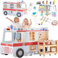 Vigatoys Viga Grote Houten Ambulanceset Ambulance Voor Kleine Redders Accessoires 25 St. - UNI