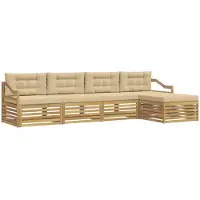 vidaXL Buiten bank set 5 st Wit en Beige Polyester