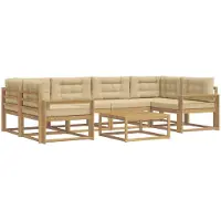 vidaXL Buiten bank set 5 st Wit en Beige