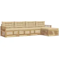 vidaXL Buiten bank set 5 st Wit en Beige Polyester