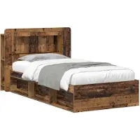 vidaXL Bedombouw met opslag Oud hout 75 x 190 cm Bewerkt hout