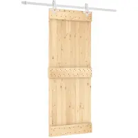 vidaXL Schuifdeur, natuurlijke kleur en wit, 80 x 210 cm, massief dennenhout