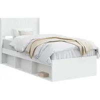 vidaXL Bedframe met opbergruimte en hoofdbord Wit 100 x 200 cm