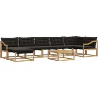 vidaXL Buiten bank set 8 st Wit en zwart Massief Acacia Hout