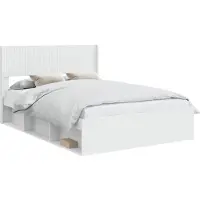 vidaXL Bedframe met opbergruimte en hoofdbord Wit 140 x 200 cm