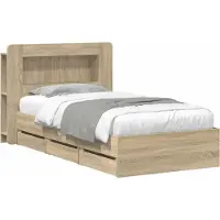 vidaXL Bedombouw met opslag Sonoma Eiken 80 x 200 cm Bewerkt hout
