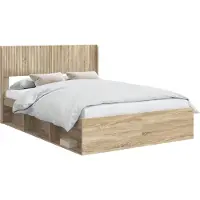 vidaXL Bedframe met opbergruimte en hoofdbord Sonoma Eiken