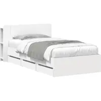 vidaXL Bedframe met opbergruimte en hoofdbord met lade Wit 80 x 200 cm