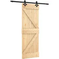 vidaXL Schuifdeur Naturel en Zwart 70 x 210 cm Massief Pine Hout