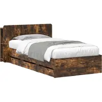 vidaXL Bedombouw met opslag Gerookt eiken 75 x 190 cm Bewerkt hout
