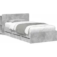 vidaXL Bedframe met opbergruimte en hoofdbord Betongrijs 80 x 200 cm