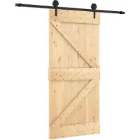 vidaXL Schuifdeur Naturel en Zwart 95 x 210 cm Massief Pine Hout