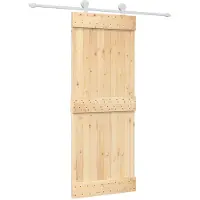 vidaXL Schuifdeur 80 x 210 cm Massief Pine Hout (Onbehandeld)