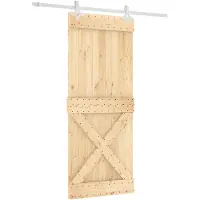 vidaXL Schuifdeur, natuurlijke kleur en wit, 85 x 210 cm, massief dennenhout