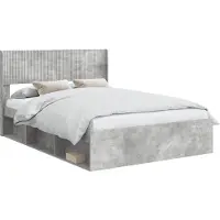 vidaXL Bedframe met opbergruimte en hoofdbord Betongrijs 120 x 200 cm