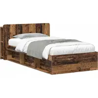 vidaXL Bedombouw met opslag Oud hout 90 x 190 cm Bewerkt hout