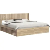 vidaXL Bedframe met opbergruimte en hoofdbord 2 st Bewerkt hout