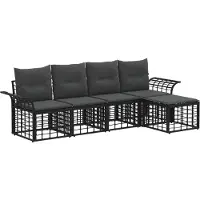 vidaXL Buiten bank set 5 st Zwart en Donker Grijs Polyester