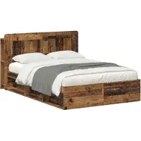 vidaXL Bedframe met opslag Oud hout 140 x 190 cm Bewerkt hout