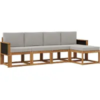 vidaXL Buiten bank set 5 pcs Naturel en lichtgrijs Polyester