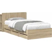 vidaXL Bedframe met opbergruimte en hoofdbord Sonoma Eiken 80 x 200 cm