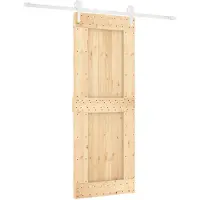 vidaXL Schuifdeur Natuurlijk en Wit 80 x 210 cm Massief Pine Hout