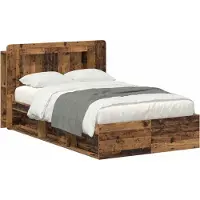 vidaXL Bedombouw met opslag Oud hout 120 x 190 cm Bewerkt hout