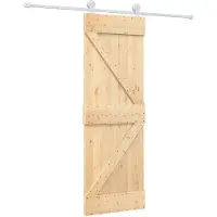 vidaXL Schuifdeur Natuurlijk en Wit 70 x 210 cm Massief Grenenhout
