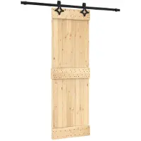 vidaXL Schuifdeur Naturel en Zwart 70 x 210 cm Massief Pine Hout