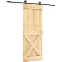 vidaXL Schuifdeur Naturel en Zwart 80 x 210 cm Massief Pine Hout