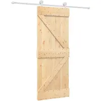 vidaXL Schuifdeur Natuurlijk en Wit 80 x 210 cm Massief grenenhout