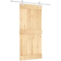 vidaXL Schuifdeur Natuurlijk en Wit 95 x 210 cm Massief Pine Hout