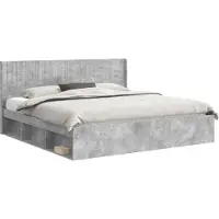 vidaXL Bedframe met opbergruimte en hoofdbord Betongrijs 180 x 200 cm
