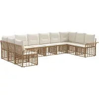 vidaXL Buiten bank set 10 st Natuurlijk en Crème Wit Polyester
