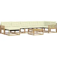 vidaXL Buiten bank set 8 st Wit en crèmekleurig Massief Acacia Hout
