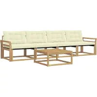 vidaXL Buiten bank set 5 st Wit en crèmekleurig