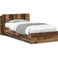 vidaXL Bedframe met opbergruimte en hoofdbord Oud hout 80 x 200 cm
