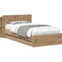 vidaXL Bedframe met opbergruimte en hoofdbord Artisanaal eiken