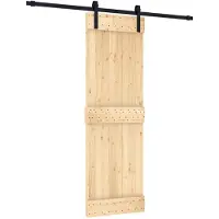 vidaXL Schuifdeur Naturel en Zwart 70 x 210 cm Massief Pine Hout
