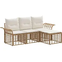 vidaXL Buiten bank set 4 st Natuurlijk en Crème Wit Polyester