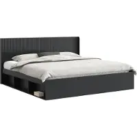 vidaXL Bedframe met opbergruimte en hoofdbord Zwart 180 x 200 cm