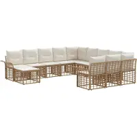 vidaXL Tuinbank Set 12 st Natuurlijk en Crème Wit poly rattan