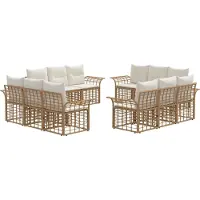 vidaXL Buiten bank set 12 st Natuurlijk en Crème Wit Polyester