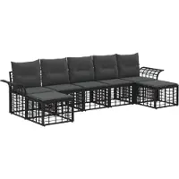 vidaXL Buiten bank set 7 st Zwart en Donker Grijs Polyester