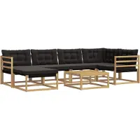 vidaXL Buiten bank set 7 st Wit en zwart Massief Acacia Hout