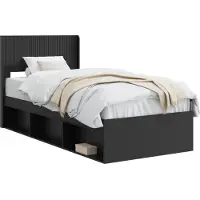 vidaXL Bedframe met opbergruimte en hoofdbord Zwart 90 x 200 cm