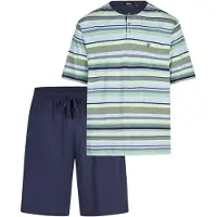 Hajo heren shortama groen blauw gestreept | Maat 54